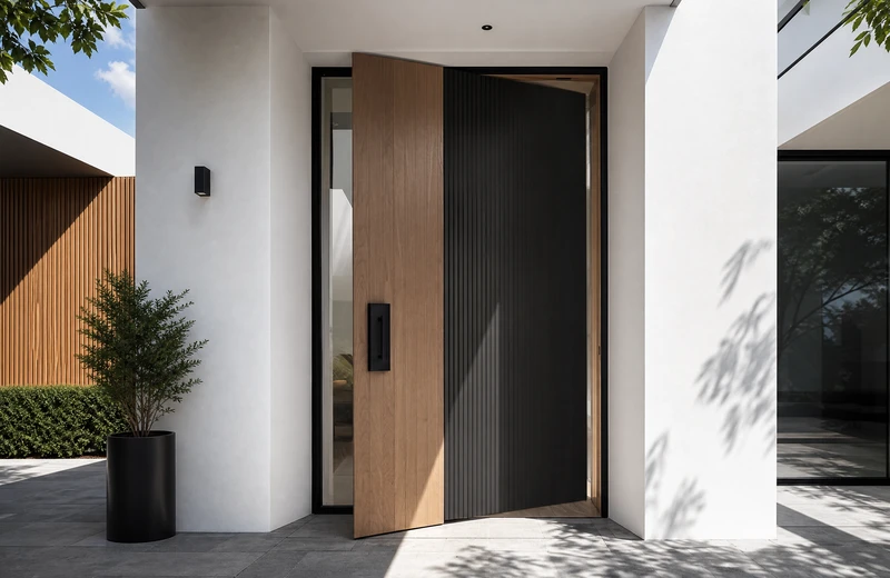Future architectural living concept with facade, outdoor space and landscape
