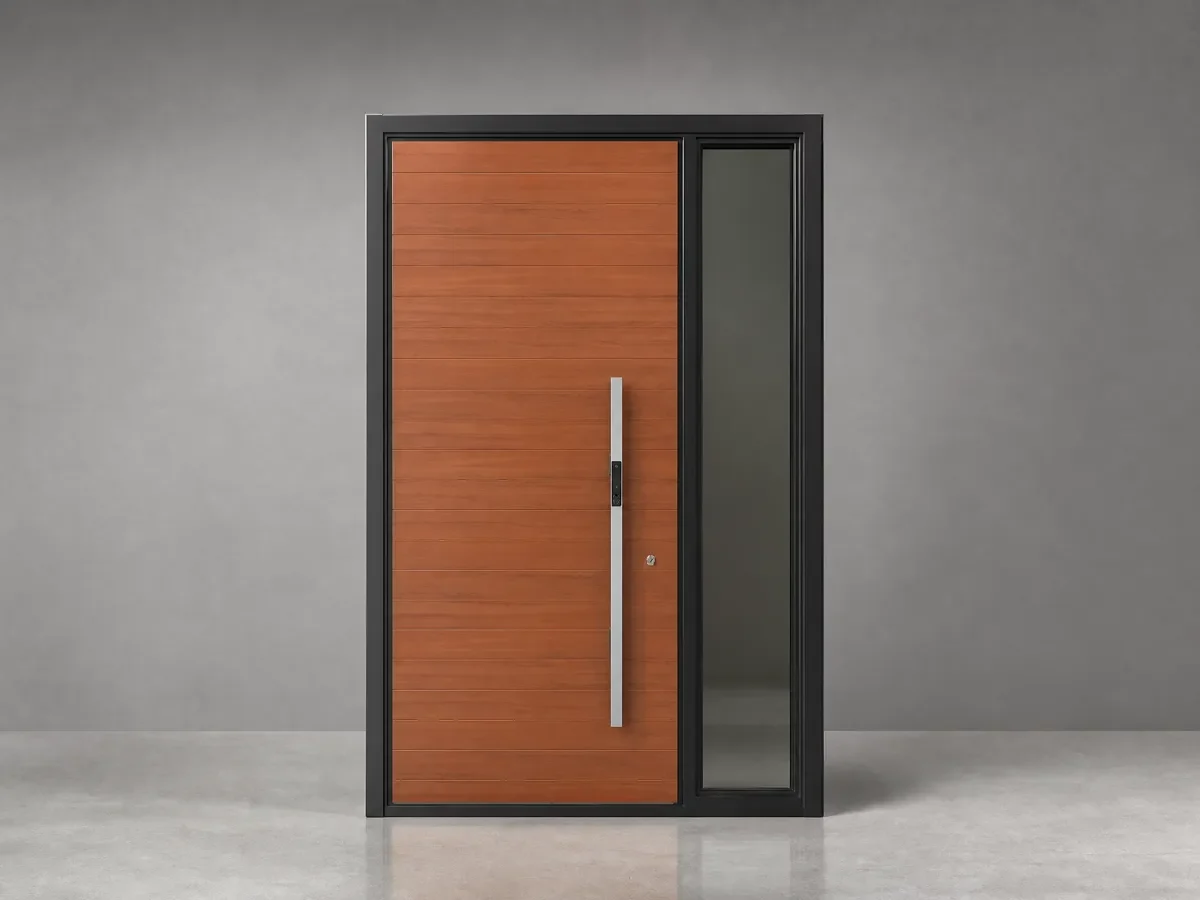 Wood-look aluminum front door