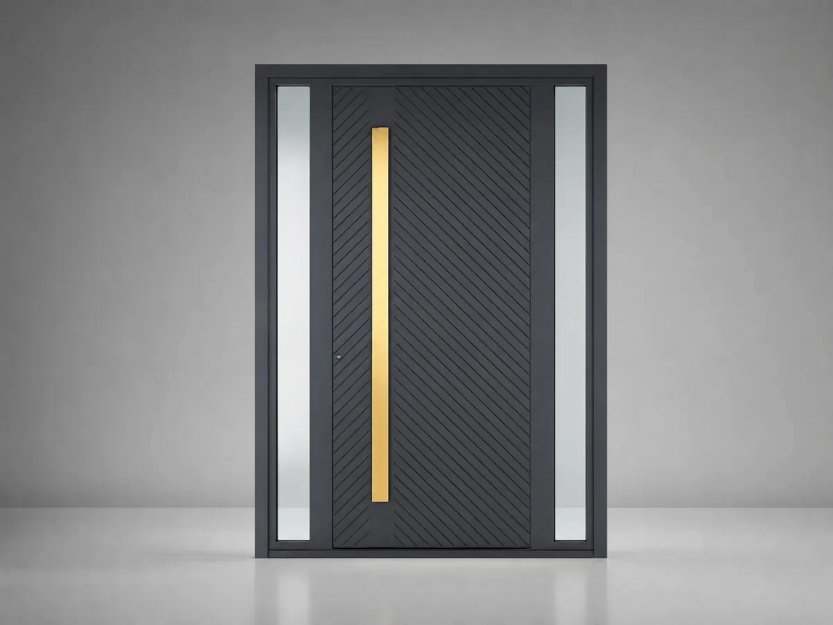 Modern front door with matte anthracite finish