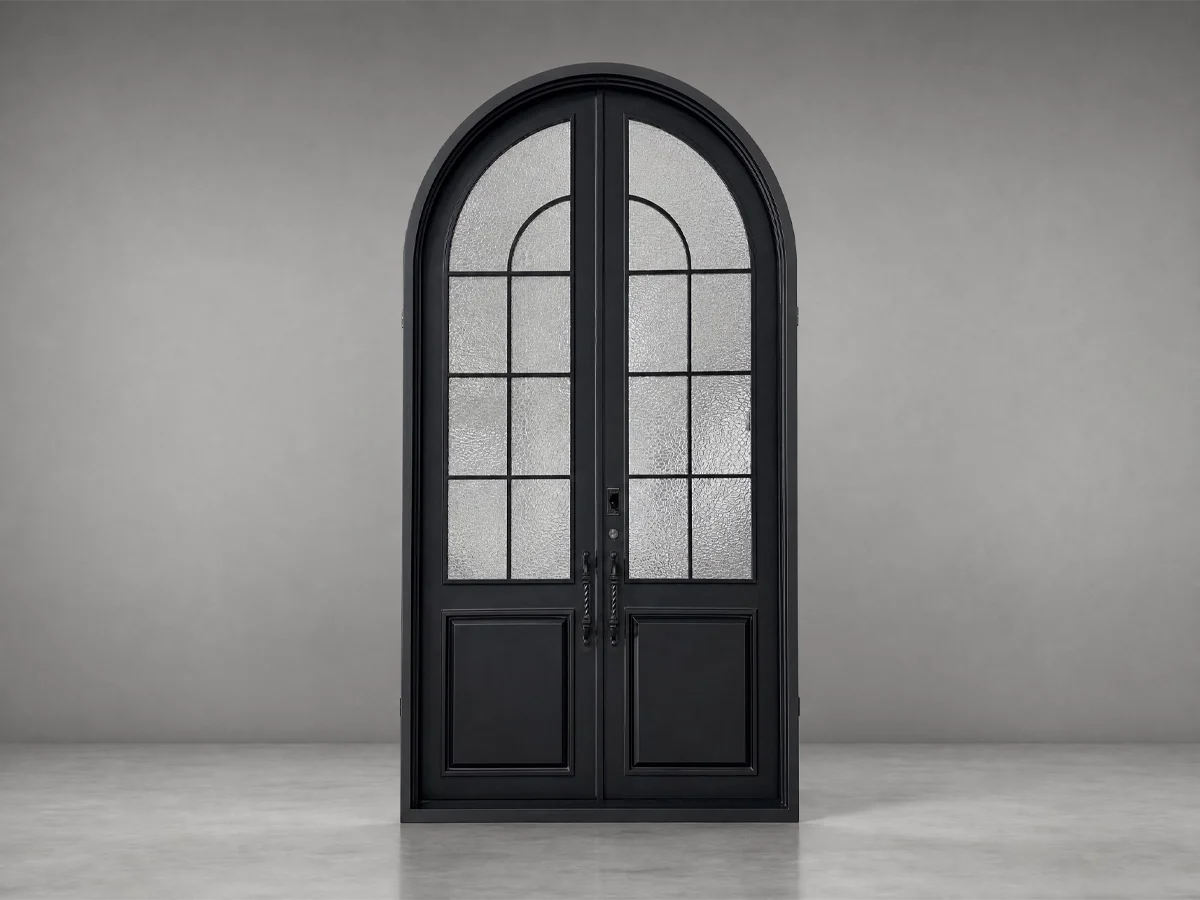 Custom entry door with integrated glass