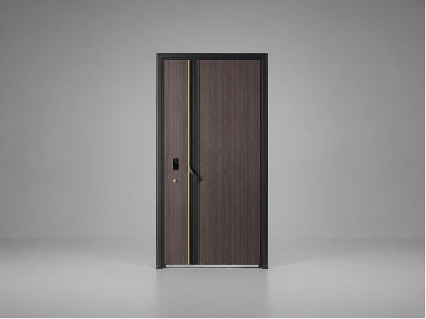 Steel front door with wood grain finish