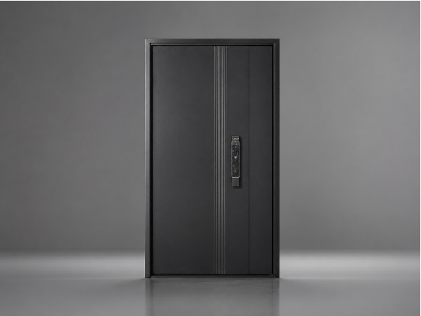 Steel front door with pressed pattern design